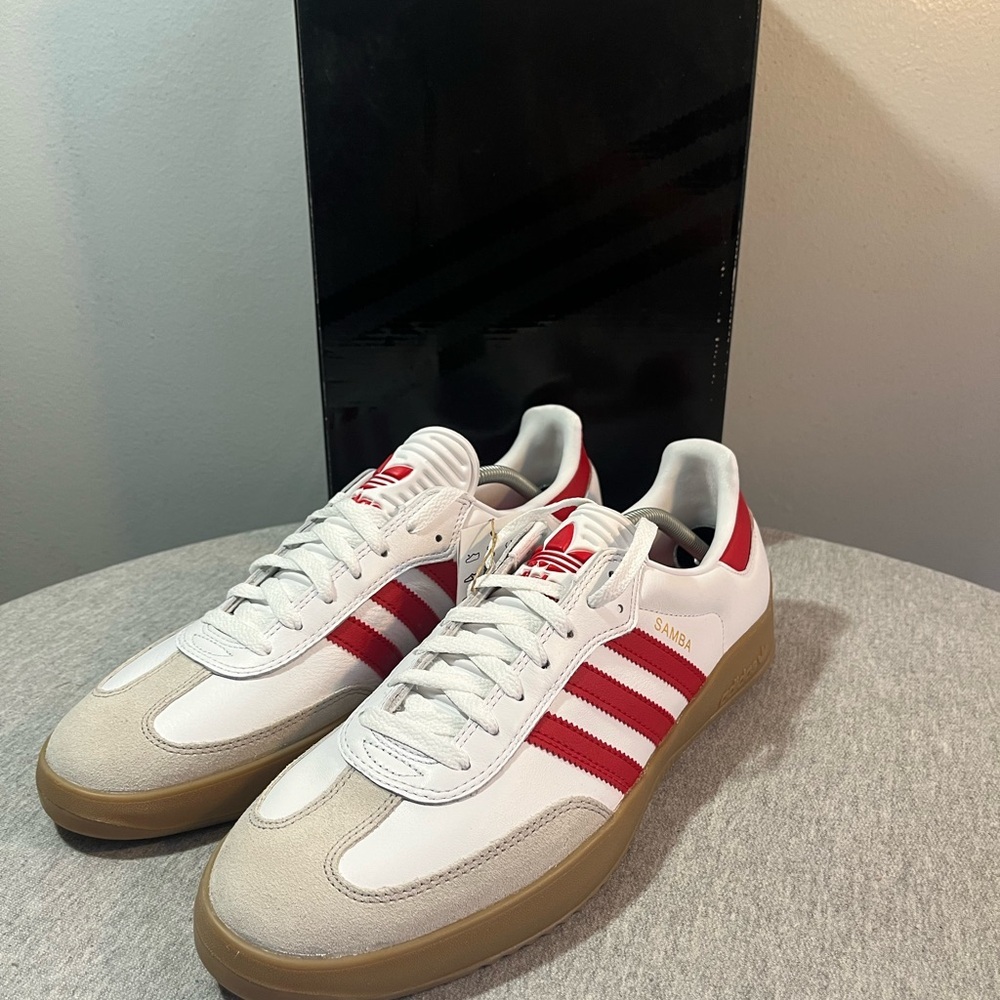 Adidas Puig Samba Sneakers White Red Scarlet Gum JQ5865 Men's Shoe Size 12​